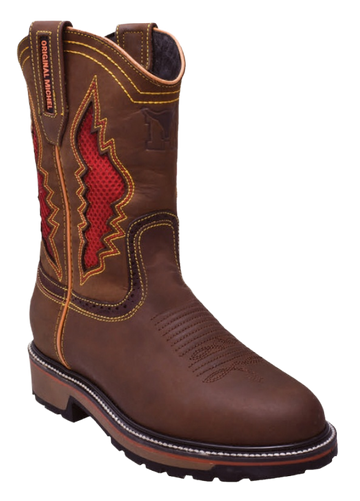 Michel 5036231 Tan Genuine Cowhide Leather Round Toe Cowboy Boots