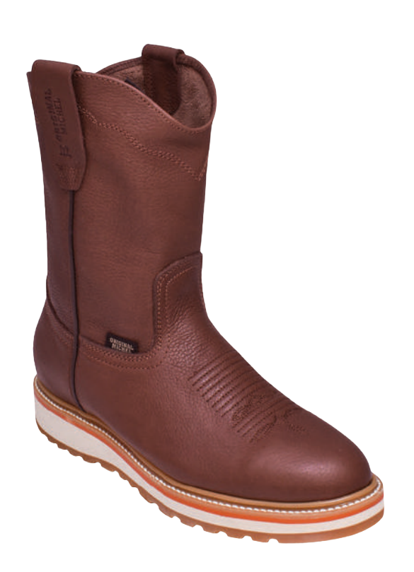 Michel 50D2707 Brown Genuine Cowhide Leather Round Toe Cowboy Boots