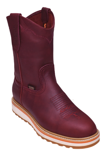 Michel 50D5406 Burgundy Genuine Cowhide Leather Round Toe Cowboy Boots