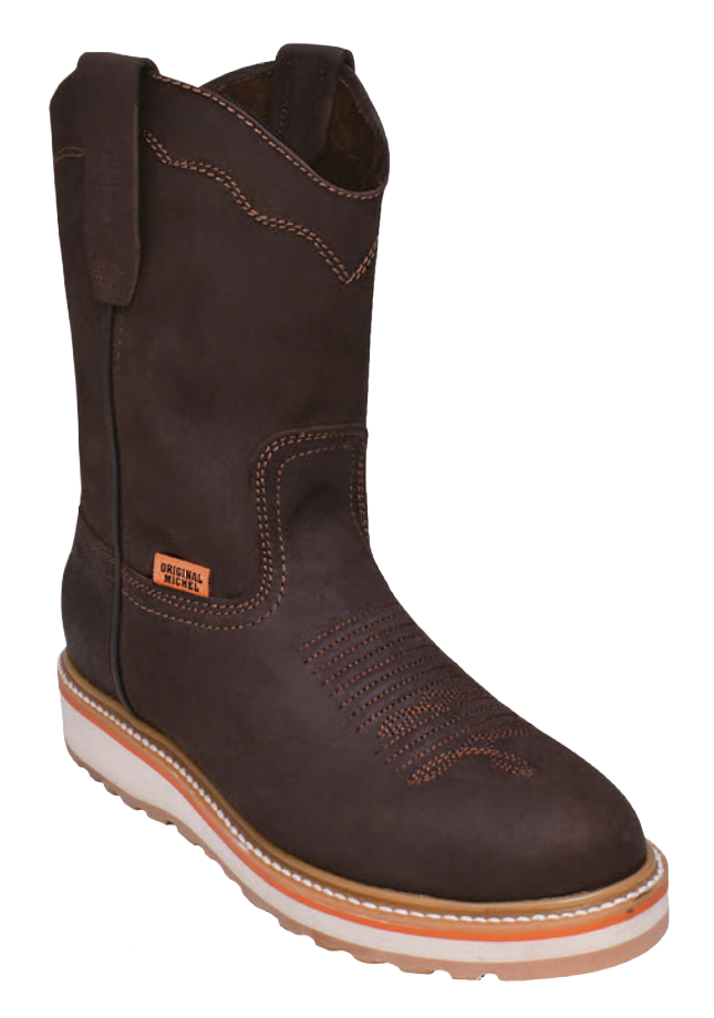 Michel 50D6207 Brown Genuine Cowhide Leather Round Toe Cowboy Boots