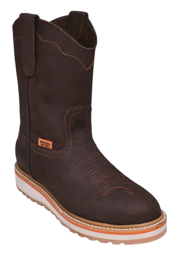 Michel 50D6207 Brown Genuine Cowhide Leather Round Toe Cowboy Boots