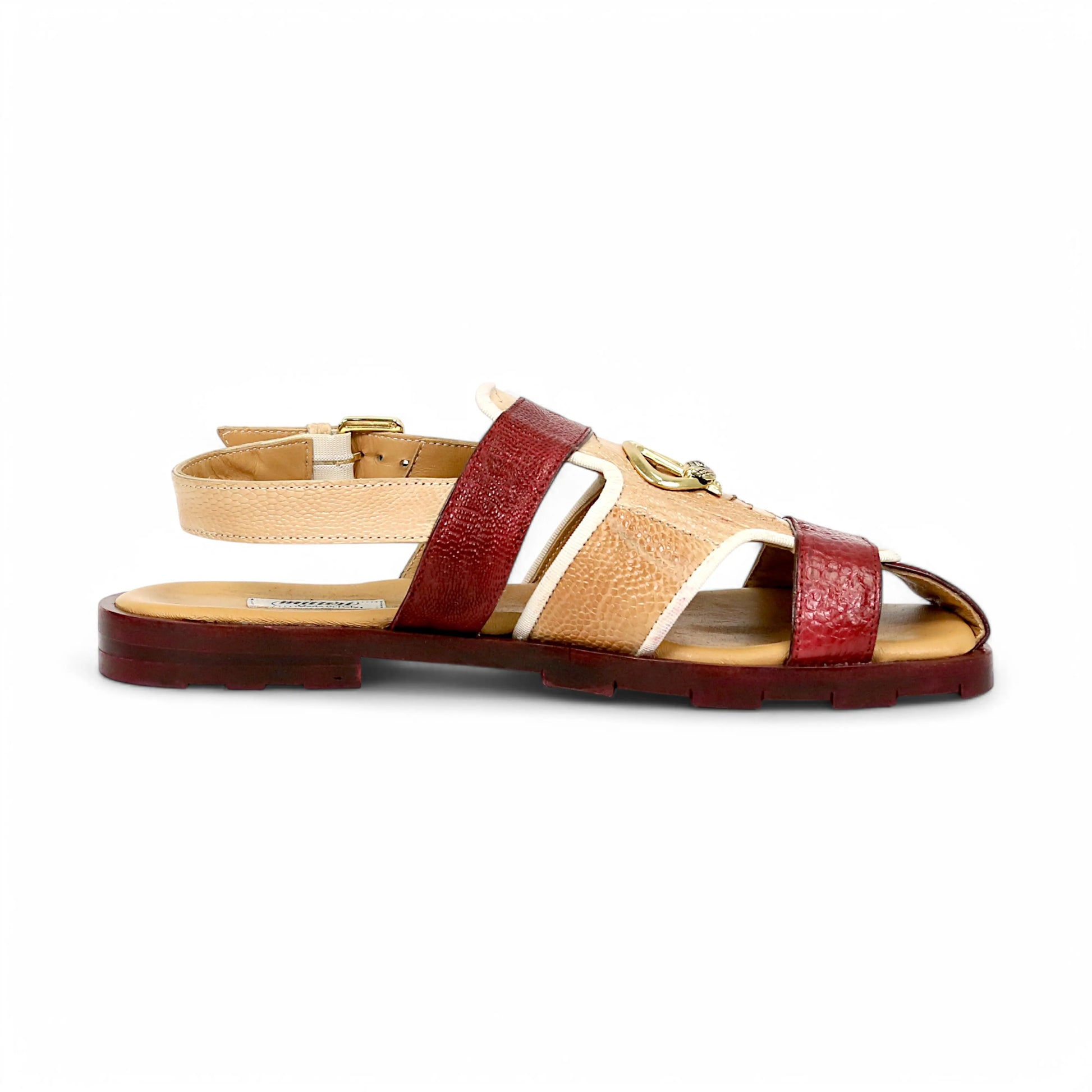 Mauri 5191 Champagne/Ruby Red Genuine Ostrich Leg Hand Painted Sandals