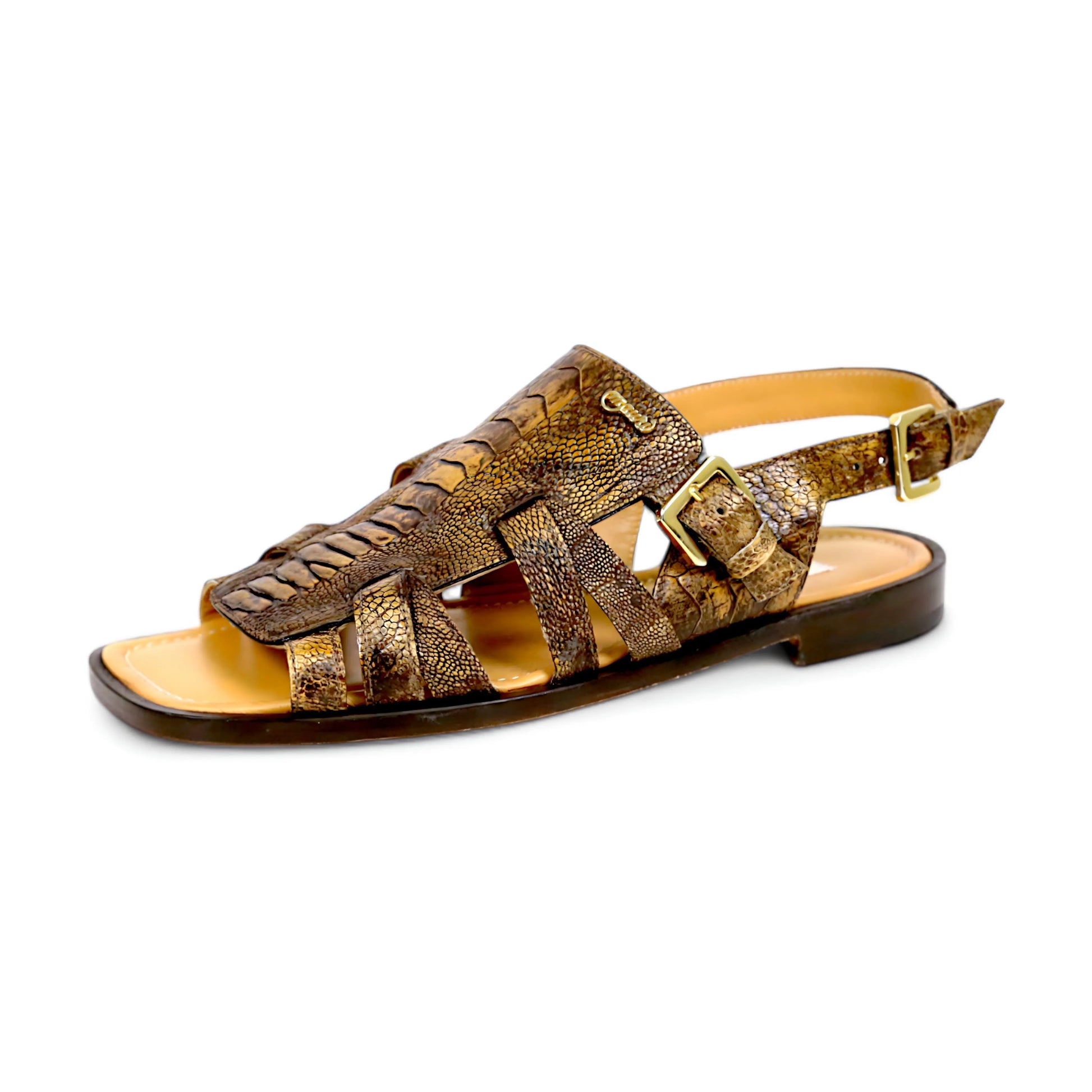 Mauri 5197 Two Tone Brown Genuine Ostrich Leg Sandals