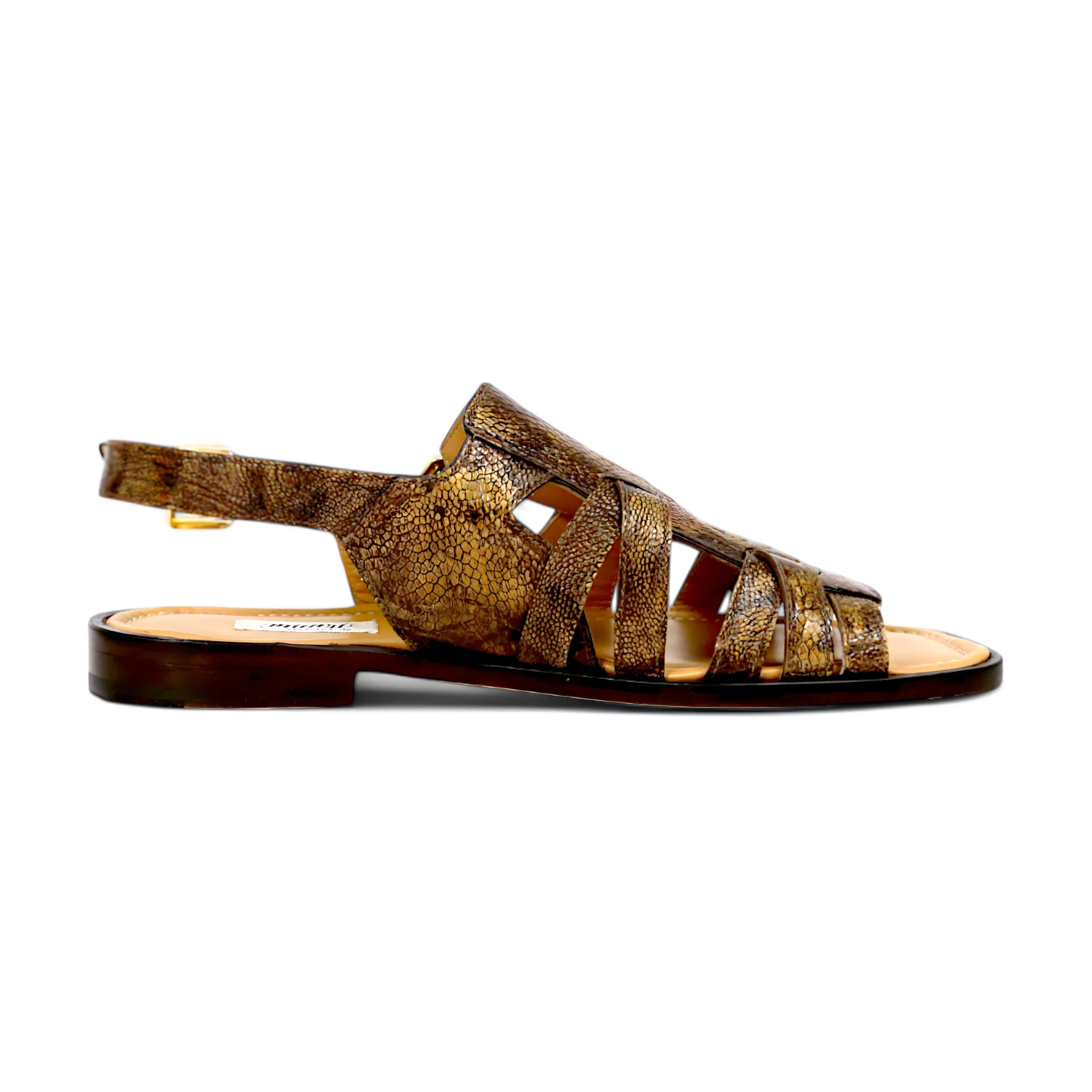 Mauri 5197 Two Tone Brown Genuine Ostrich Leg Sandals
