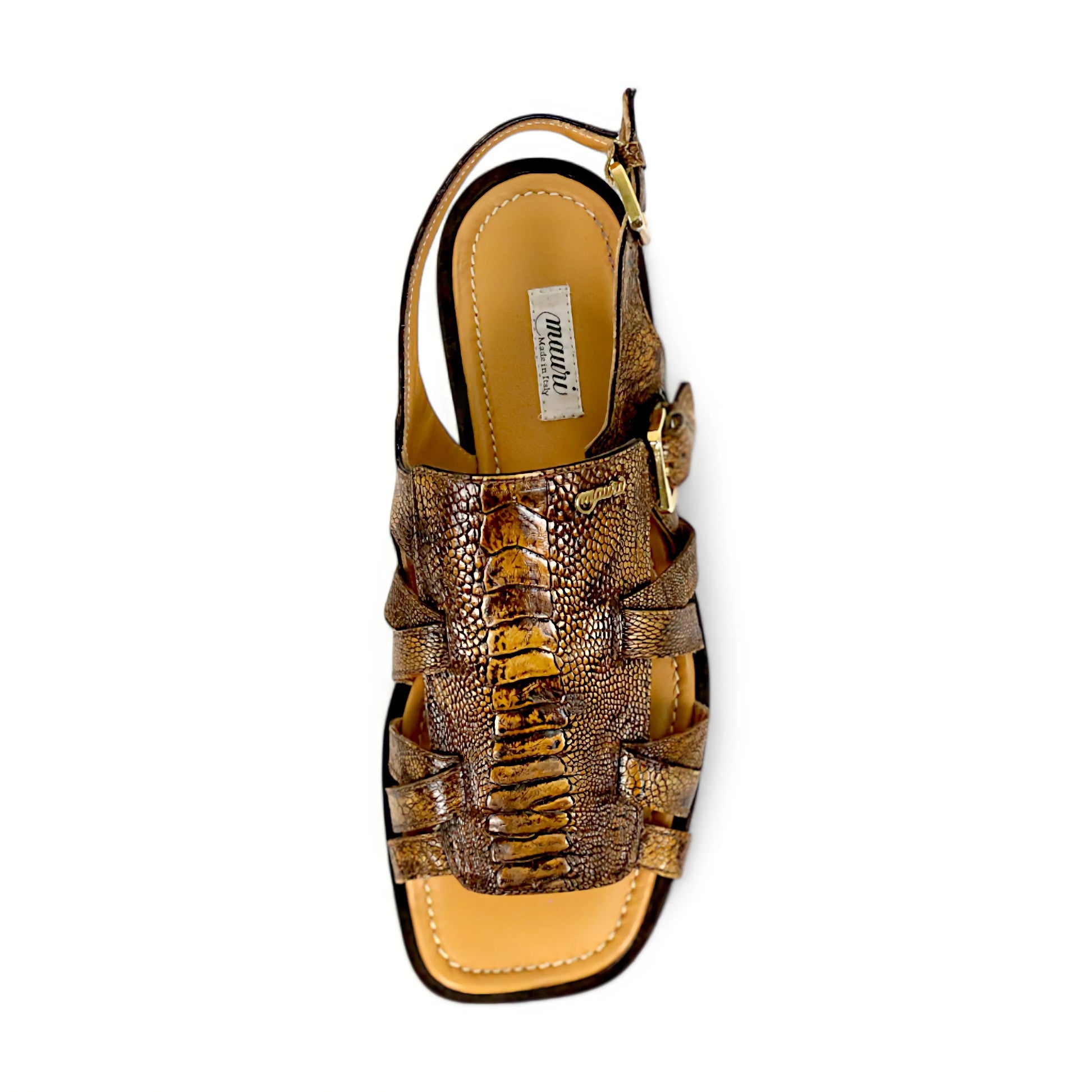 Mauri 5197 Two Tone Brown Genuine Ostrich Leg Sandals