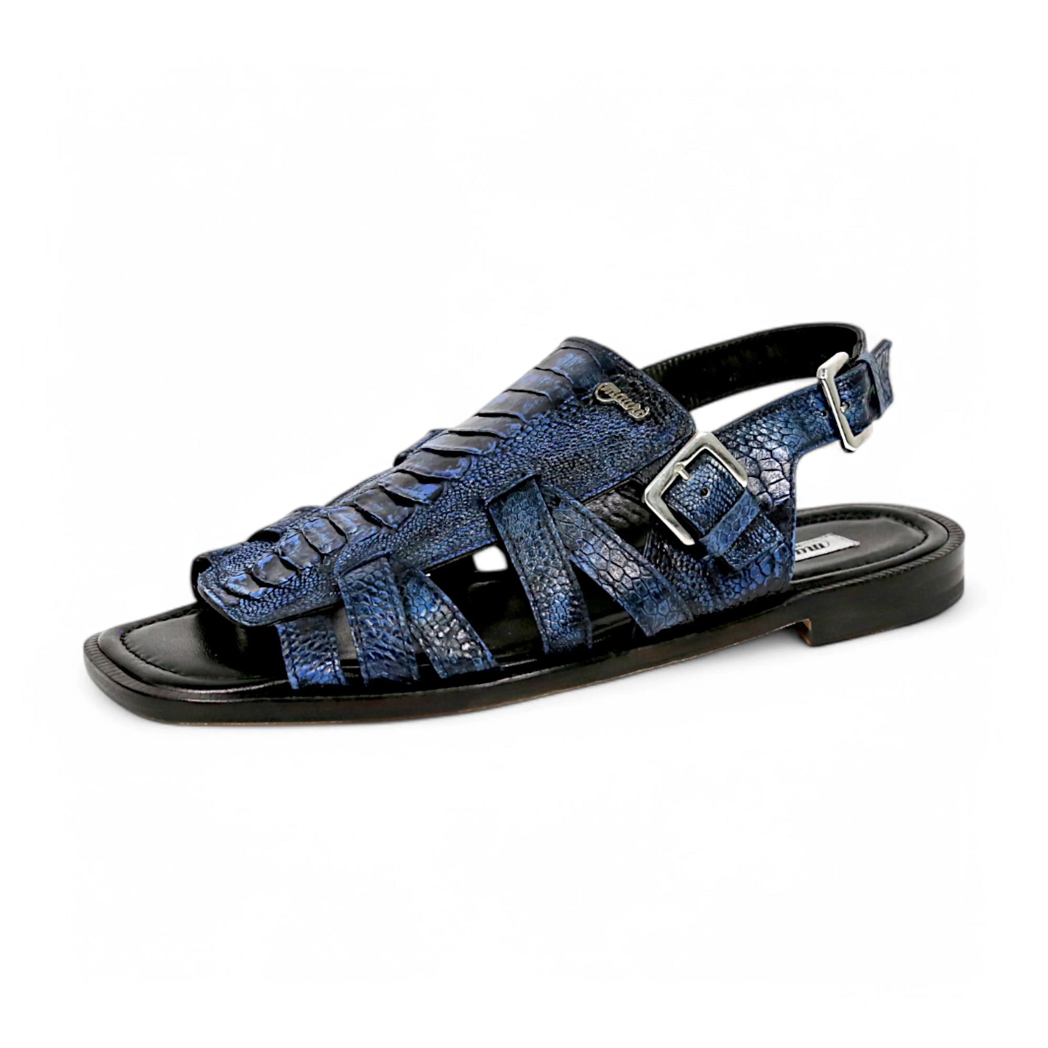 Mauri 5197 Blue/Black Genuine Ostrich Leg Sandals