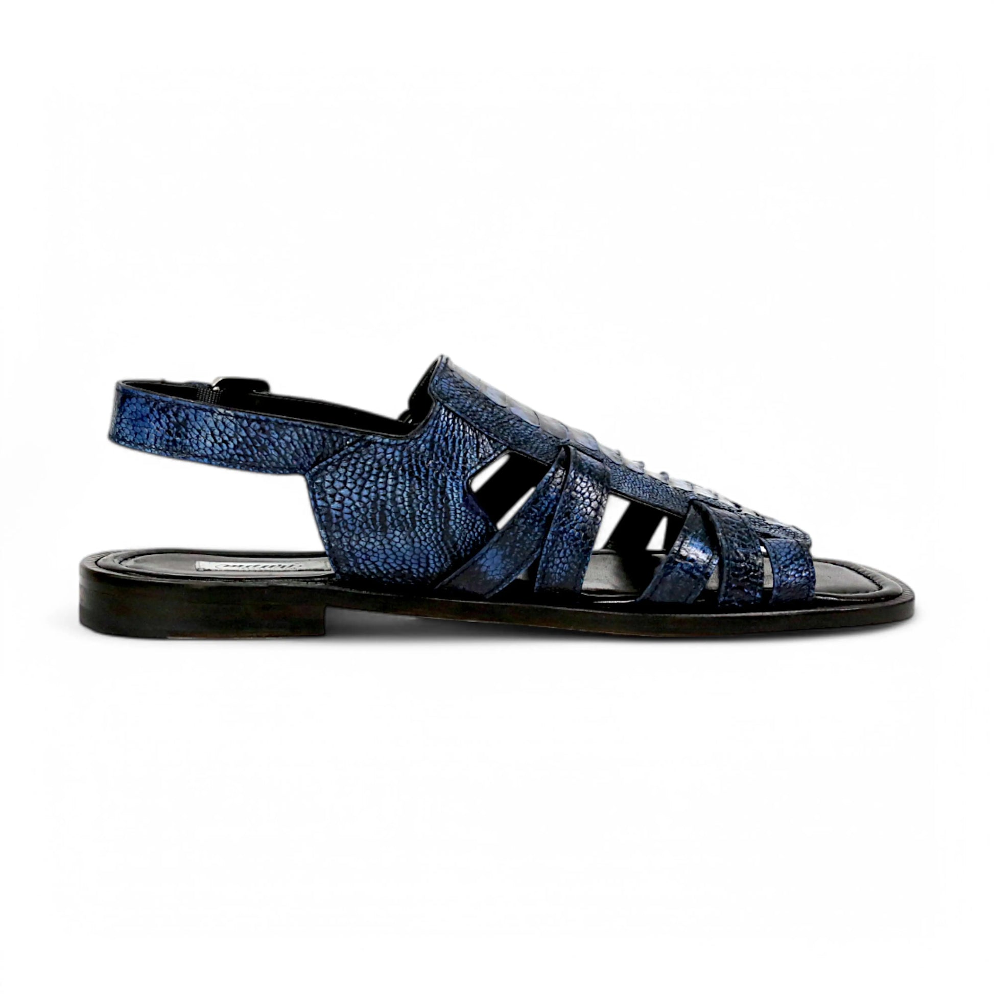 Mauri 5197 Blue/Black Genuine Ostrich Leg Sandals