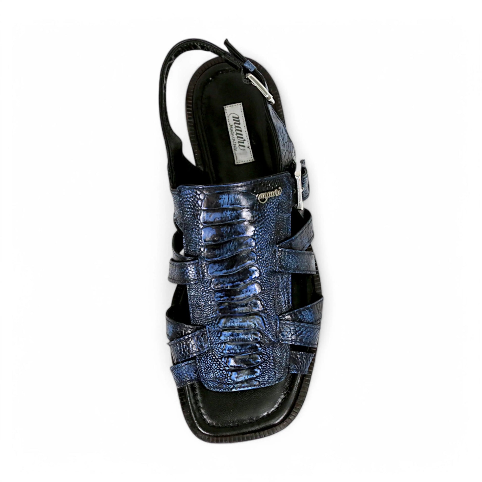 Mauri 5197 Blue/Black Genuine Ostrich Leg Sandals
