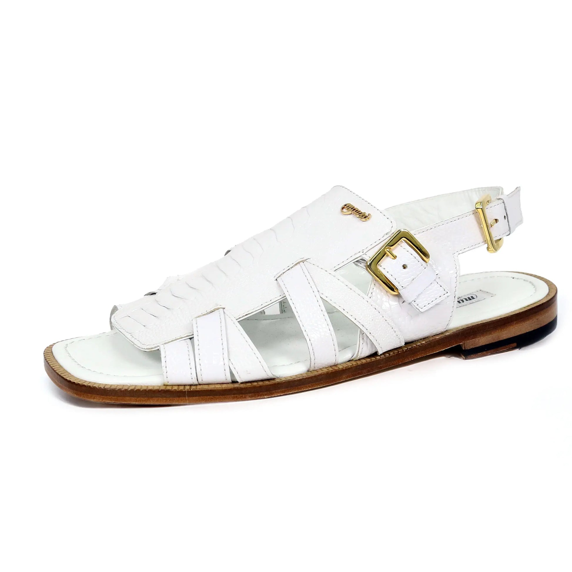 Mauri 5197 White Genuine Ostrich Leg Sandals
