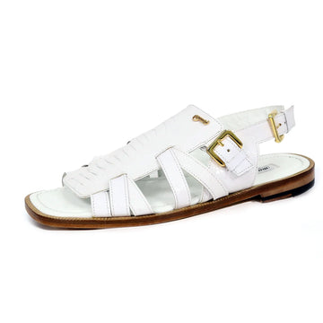 Mauri 5197 White Genuine Ostrich Leg Sandals