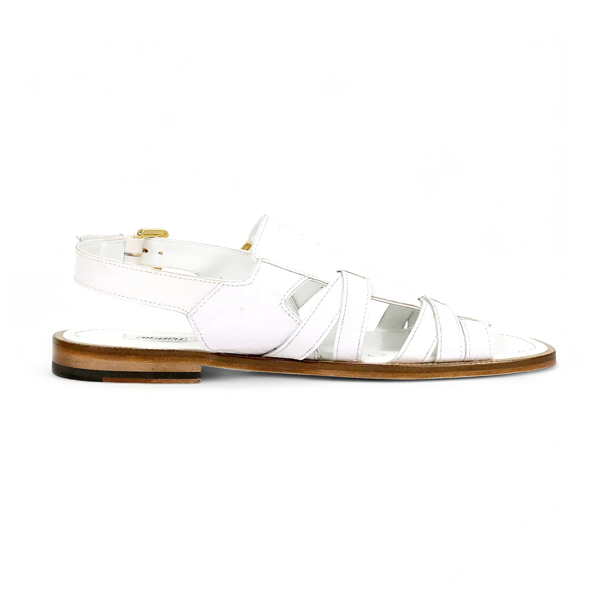 Mauri 5197 White Genuine Ostrich Leg Sandals