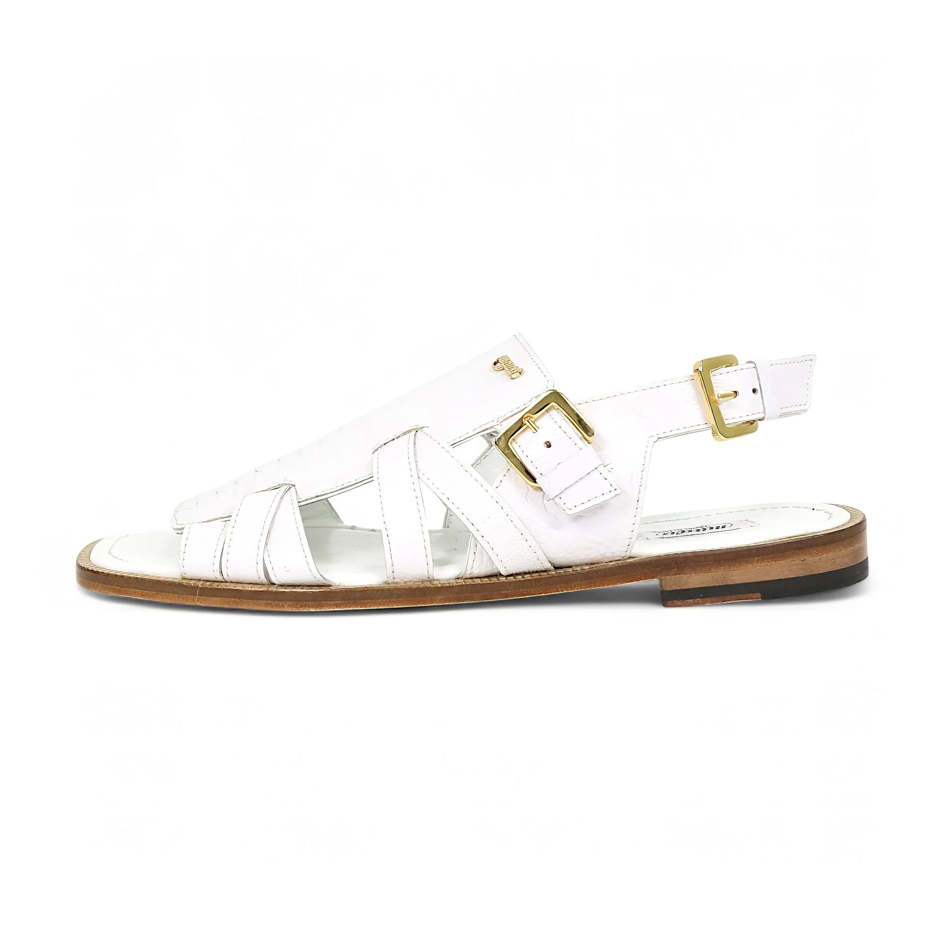Mauri 5197 White Genuine Ostrich Leg Sandals