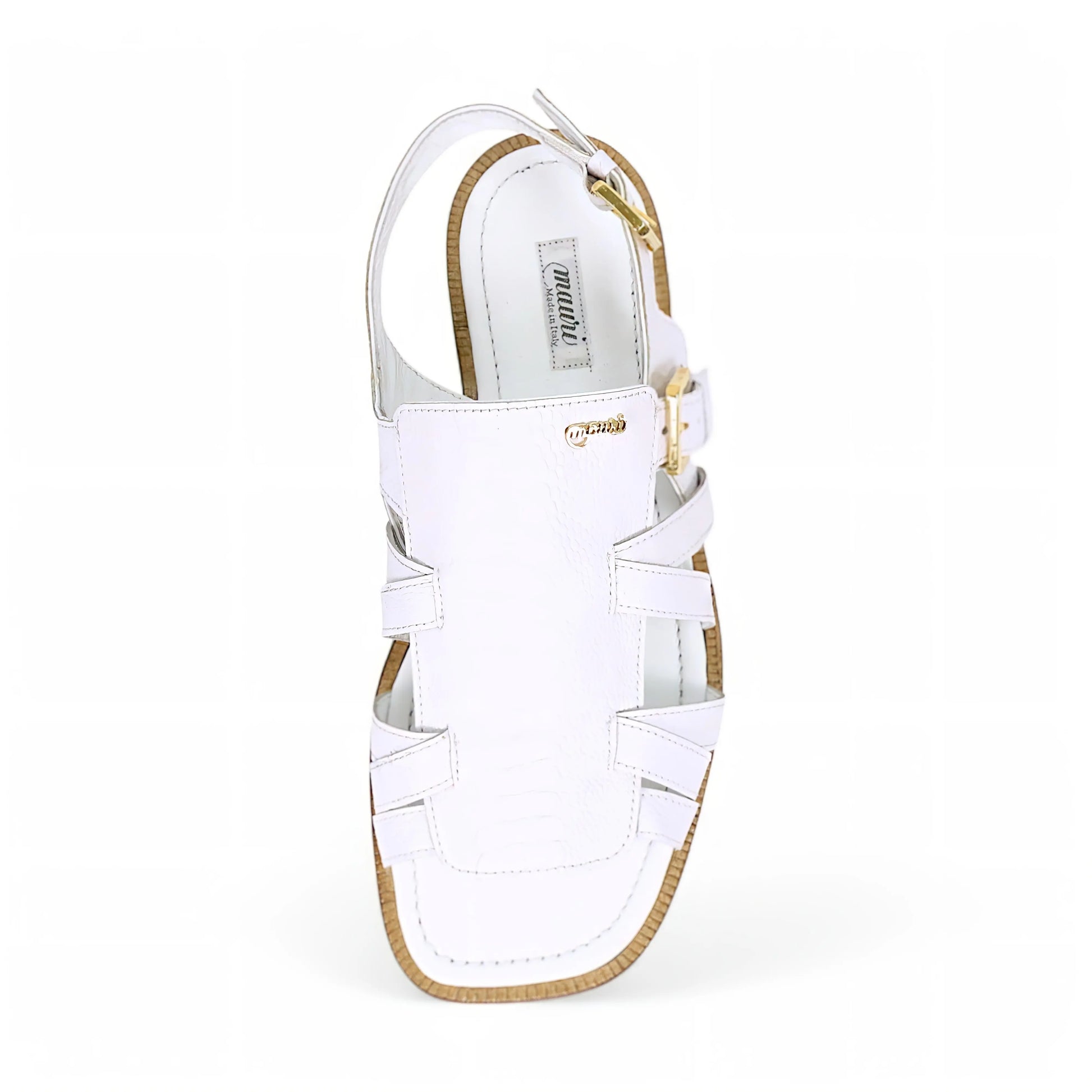 Mauri 5197 White Genuine Ostrich Leg Sandals