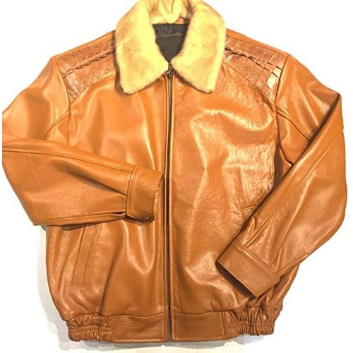 Jakewood 2057 Cognac Genuine Alligator/Mink Bomber Jacket