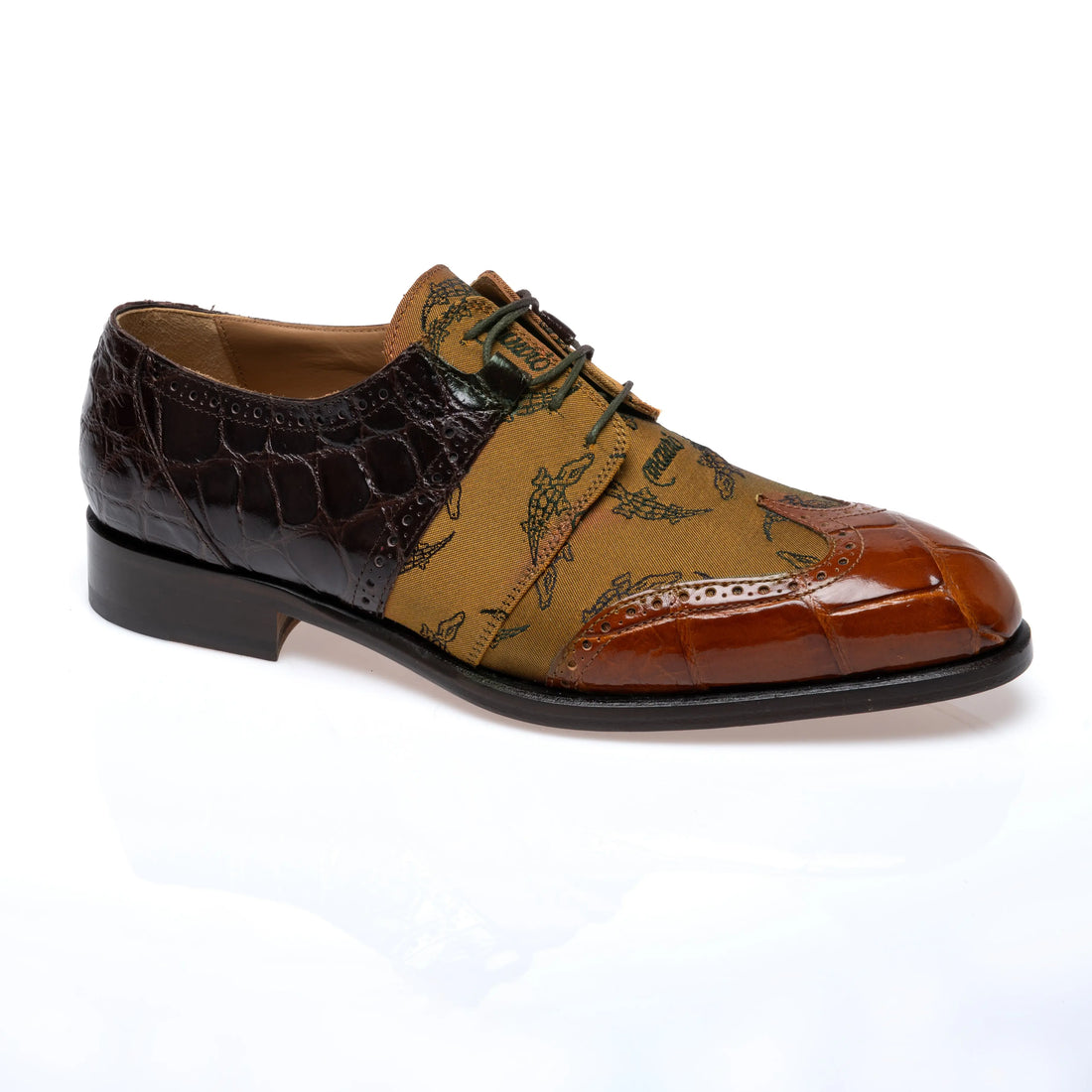 Mauri 53124/1 Cognac/Copper/Sport Rust Genuine Alligator/Trigator Fabric Oxfords
