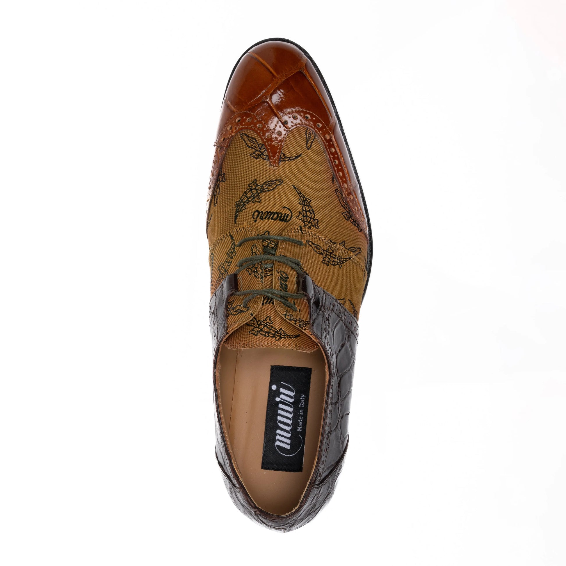 Mauri 53124/1 Cognac/Copper/Sport Rust Genuine Alligator/Trigator Fabric Oxfords