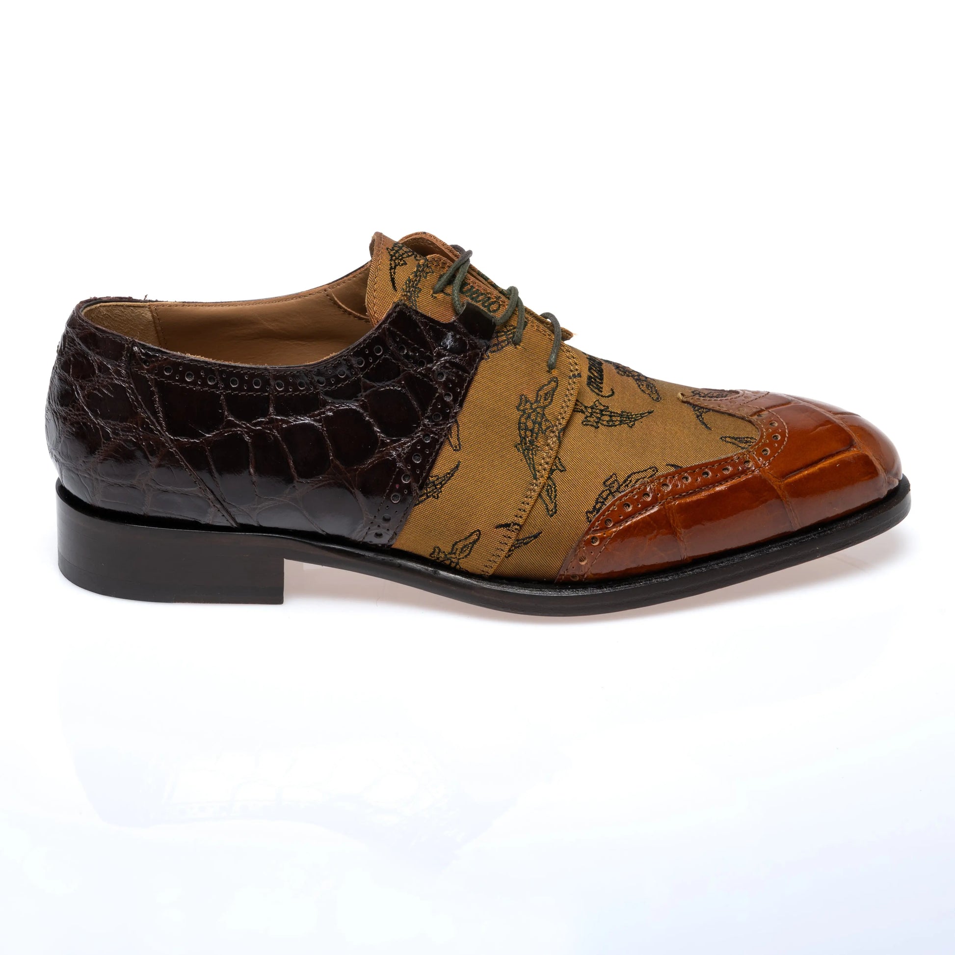 Mauri 53124/1 Cognac/Copper/Sport Rust Genuine Alligator/Trigator Fabric Oxfords