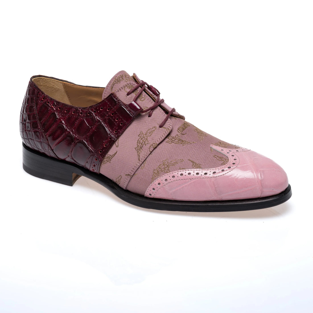 Mauri 53124/1 Taste of Berry/Pink/Ruby Red Genuine Alligator/Trigator Fabric Oxfords