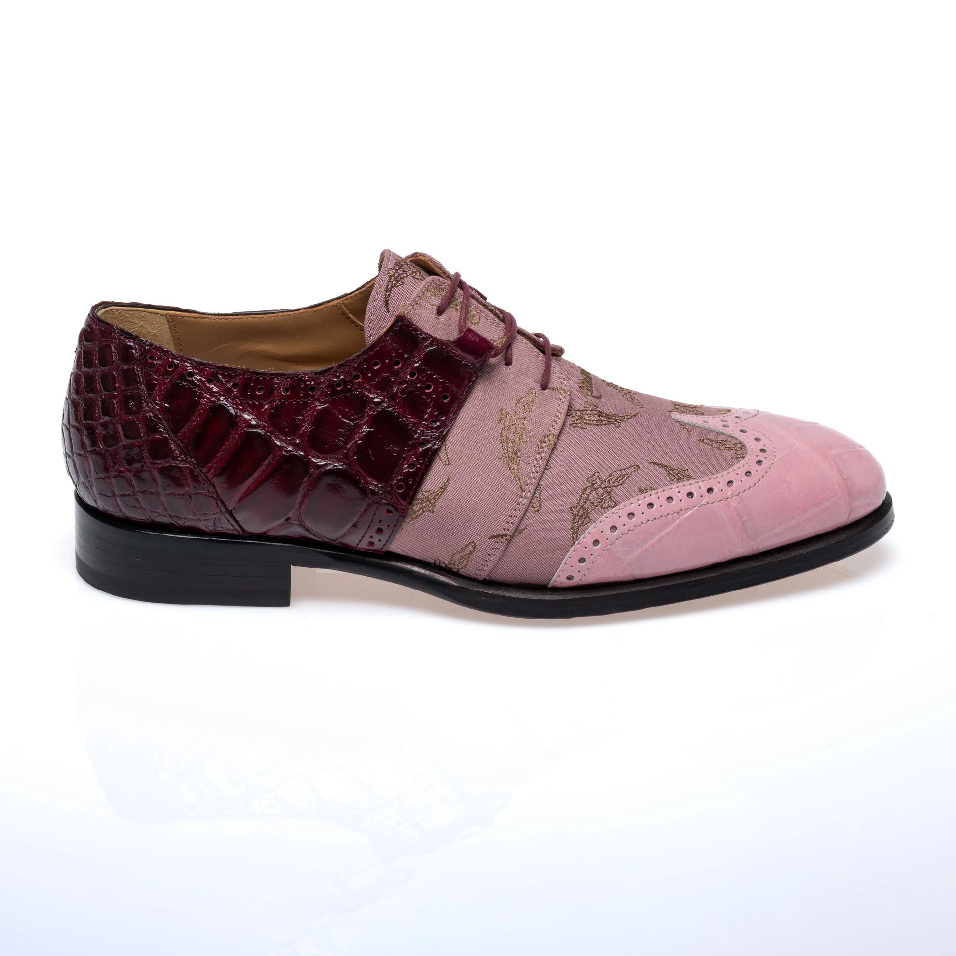 Mauri 53124/1 Taste of Berry/Pink/Ruby Red Genuine Alligator/Trigator Fabric Oxfords