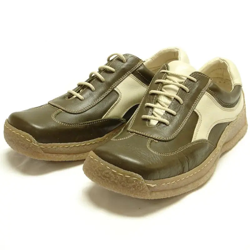 Pinoso's P-5456 Beige/Green Leather Sneakers