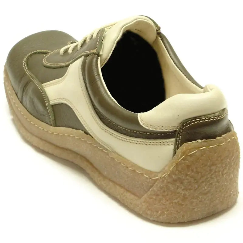 Pinoso's P-5456 Beige/Green Leather Sneakers