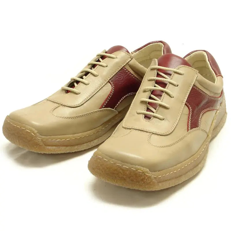 Pinoso's P-5456 Beige/Red Leather Sneakers