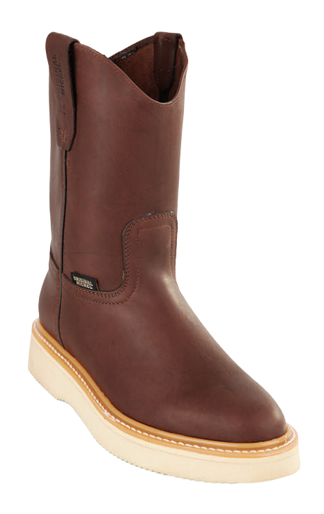 Michel 5505407 Brown Genuine Cowhide Leather Round Toe Cowboy Boots - Tan Sole