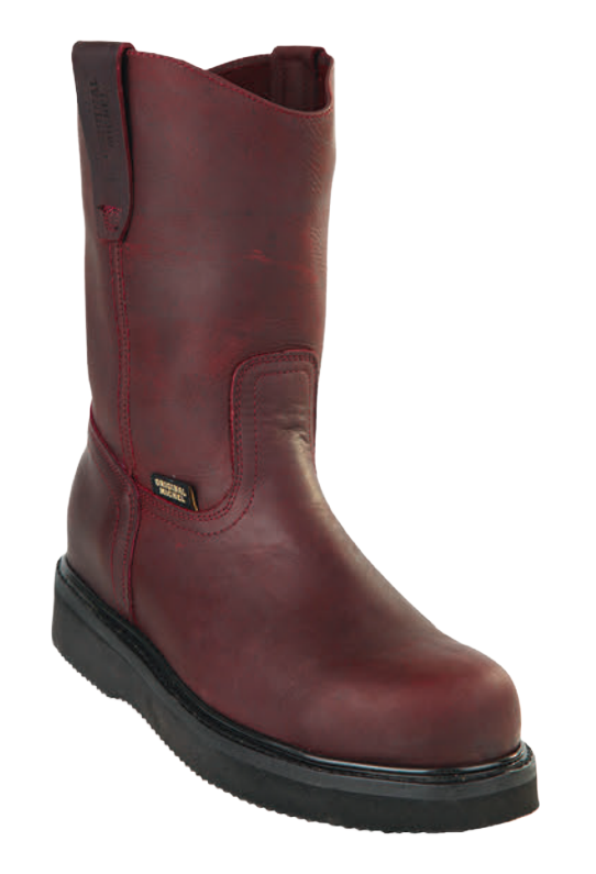 Michel 550C5406 Burgundy Genuine Cowhide Leather Round Toe Cowboy Boots - Black Sole