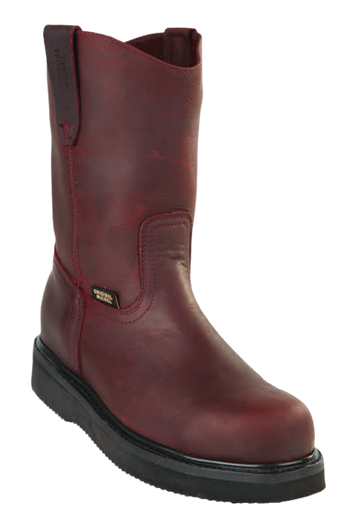 Michel 550C5406 Burgundy Genuine Cowhide Leather Round Toe Cowboy Boots - Black Sole