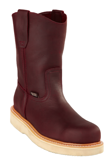 Michel 550CN5406 Burgundy Genuine Cowhide Leather Round Toe Cowboy Boots - Tan Sole