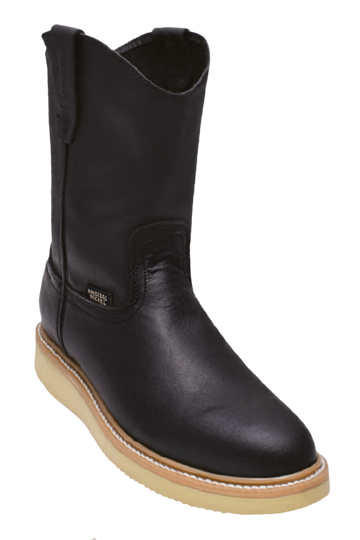 Michel 550N5405 Black Genuine Cowhide Leather Round Toe Cowboy Boots - Tan Sole