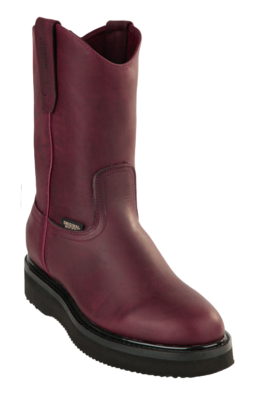 Michel 550N5406 Burgundy Genuine Cowhide Leather Round Toe Cowboy Boots - Black Sole