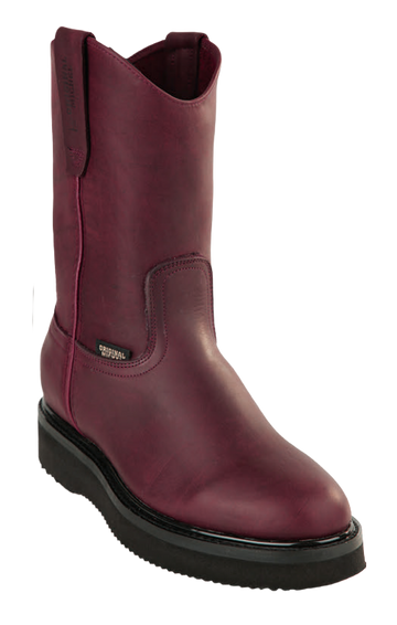 Michel 550N5406 Burgundy Genuine Cowhide Leather Round Toe Cowboy Boots - Black Sole