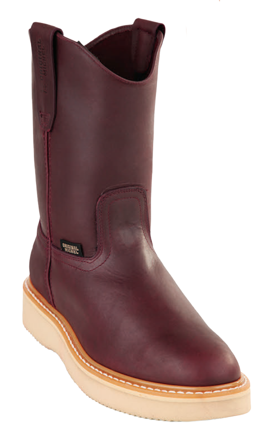 Michel 550N5406 Burgundy Genuine Cowhide Leather Round Toe Cowboy Boots - Tan Sole