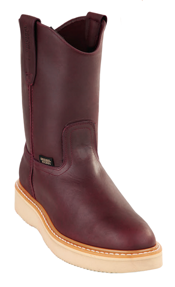 Michel 550N5406 Burgundy Genuine Cowhide Leather Round Toe Cowboy Boots - Tan Sole