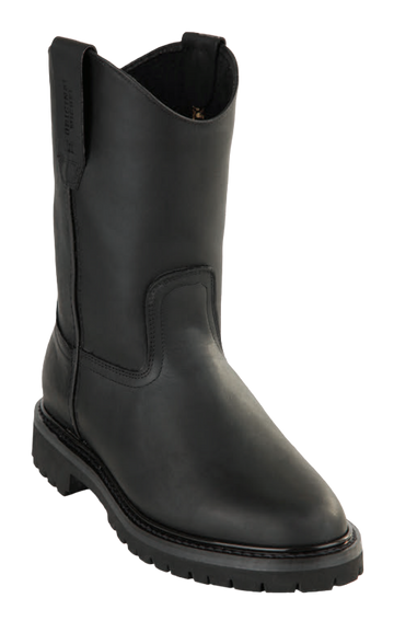 Michel 5515405 Black Genuine Cowhide Leather Round Toe Cowboy Boots