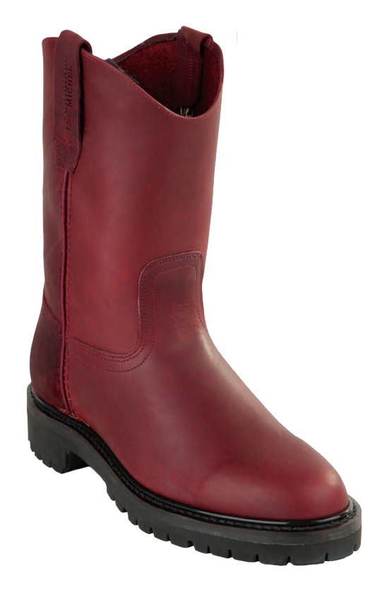 Michel 5515406 Burgundy Genuine Cowhide Leather Round Toe Cowboy Boots