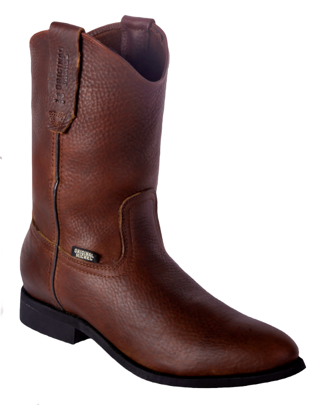Michel 55222707 Brown Genuine Cowhide Leather Round Toe Cowboy Boots