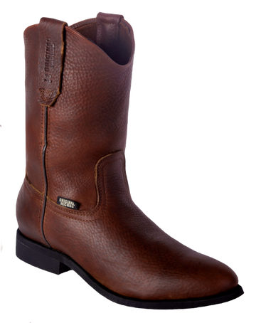 Michel 55222707 Brown Genuine Cowhide Leather Round Toe Cowboy Boots