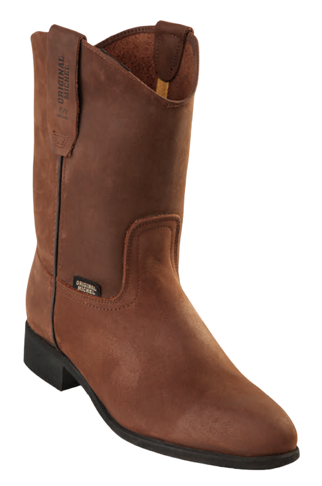 Michel 55226207 Brown Genuine Cowhide Leather Round Toe Cowboy Boots