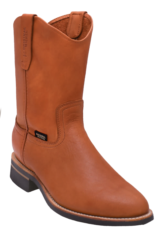 Michel 552C5403 Cognac Genuine Cowhide Leather Round Toe Cowboy Boots