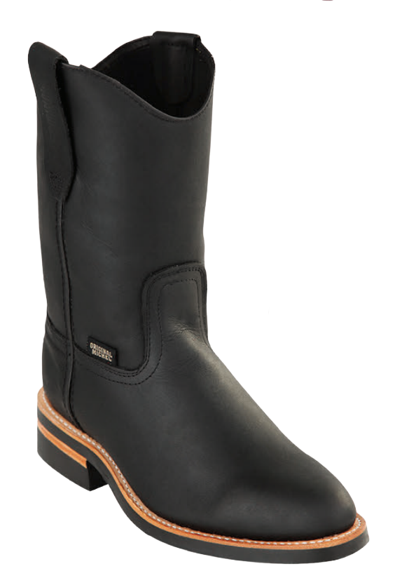 Michel 552C5405 Black Genuine Cowhide Leather Round Toe Cowboy Boots