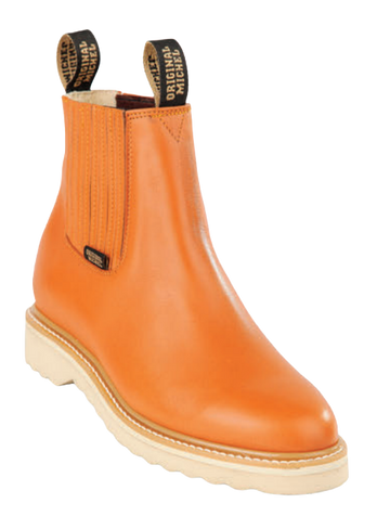 Michel 55424651 Honey Genuine Cowhide Leather Round Toe Charro Ankle Boots