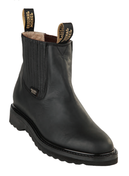 Michel 55425405 Black Genuine Cowhide Leather Round Toe Charro Ankle Boots
