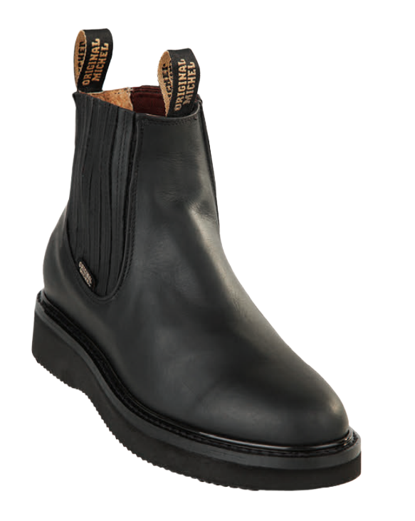 Michel 5545405 Black Genuine Cowhide Leather Round Toe Charro Ankle Boots