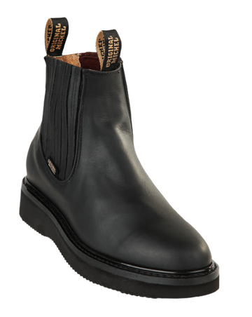 Michel 5545405 Black Genuine Cowhide Leather Round Toe Charro Ankle Boots