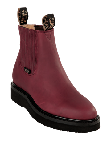Michel 5545406 Burgundy Genuine Cowhide Leather Round Toe Charro Ankle Boots