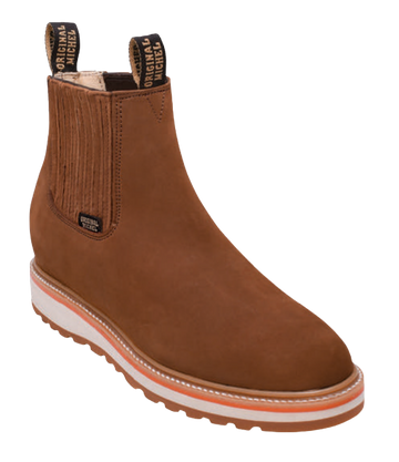 Michel 554D6231 Tan Genuine Cowhide Leather Round Toe Charro Ankle Boots