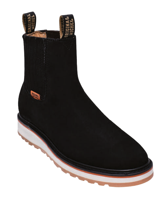 Michel 554D6305 Black Genuine Cowhide Leather Round Toe Charro Ankle Boots