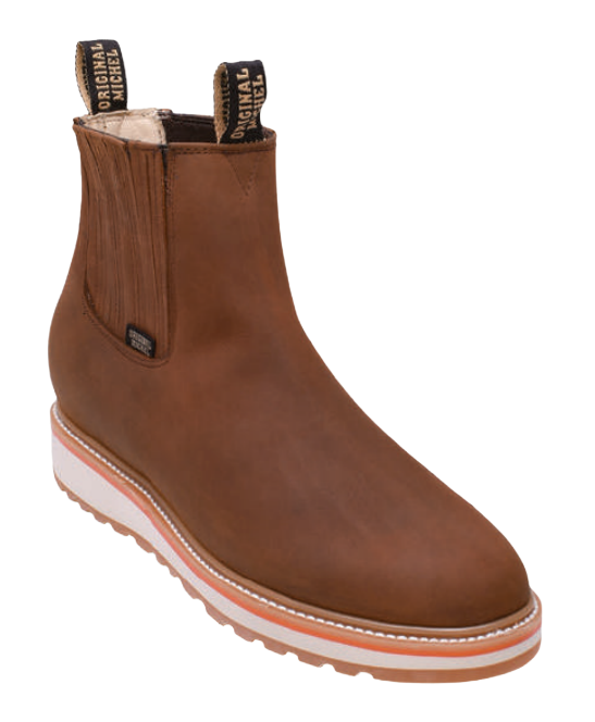 Michel 554D6350 Chedron Genuine Cowhide Leather Round Toe Charro Ankle Boots